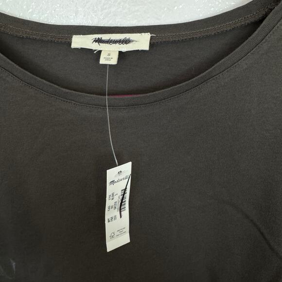 Madewell Puff-Sleeve Drop-Shoulder Knit Top WMNS S Gray Jersey Knit Long Sleeve - Picture 4 of 8